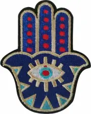 Hamsa Hand 3'' x 3.75'' Logo Sew Ironed On Badge Embroidery Applique Patch