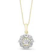 Bevilles Miracle Flower Necklace with 0.10ct of Diamonds in 9kt Yellow Gold