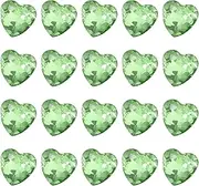 sourcing map 20 Pcs 3D Heart Light Green Nail Rhinestones K9 Glass Crystal Rhinestones Pointed Back Crooked Heart Gems for Nail Charm Art DIY Decoration Craft 8x8mm