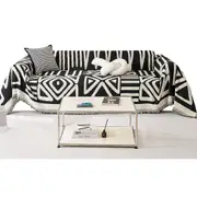 Boho Sofa Plaid Blanket Geometry Couch Cover Ethnic Sofa Cover Slipcover-Black