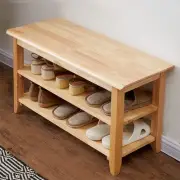 Storage Bench Wooden Shoe Bench Simple Style Wood Entryway Bench Shoe Rack (N...