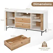 Mid-Century Modern Buffet Cabinet with Sliding Doors and Storage Drawers
