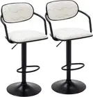 VECELO Bar Stools Set of 2, Adjustable Counter Height Barstools with White