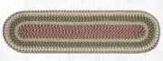 Braided Jute Oval Table Runner. Earth Rugs. OLIVE, GRAY, BURGUNDY. 13" X 48"