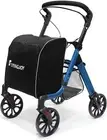 Blue Rollator Walker for Shopping, 4-Wheels Trolley Grocery Shopping Cart for El