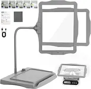 10X Rechargeable Magnifying Glass with Light and Stand, 50 LED Stepless Dimmable, Detachable Gooseneck Magnifying Lamp, Hands-Free Full Page Magnifier for Reading, Crafting, DIY, Close Work - Grey