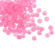 300pcs Flatback Pearls 6mm ABS Plastic Half Round Dome Pearls, Pink
