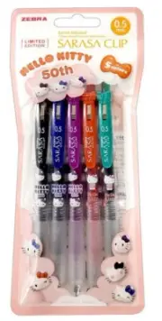Zebra Sarasa Clip Hello Kitty 50th Anniversary Gel Retractable Pen Set 5-Colors