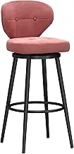 Luxury Velvet Swivel Upholstered Barstools with Metal Footrest, Swivel Counter Height Bar Stools Set of 1, Counter Stools with Backs,Modern Bar Chair for Kitchen Island, Bar Pub,Pink,75cm