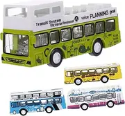 Toddmomy Alloy Bus Model 4pcs Bus Toys Set Pull Back Car Toys Boys and Girls Ages 4-8