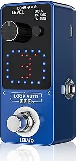 LEKATO Looper Pedal With SYNC & Tuner Function, Guitar Effect Pedal With Screen for Electric Guitar Bass - Unlimited Overdubs, 3 Loops, 18 Minutes Record Time (Blue)