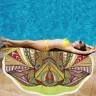 Polyester Printed Summer Bath Towel Round Elephant Sand Beach Towel Shawl Scarf,