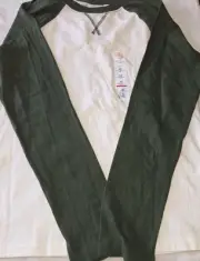 Jumping Beans ARMY GREEN/CREAM Basic Long Sleeve Kids Shirt Size L (12)