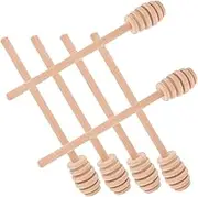 Hohopeti 6pcs Natural Wooden Honey Stirring Sticks Vintage Dippers for Honey Jam Syrup Dispensing Kitchen Gadgets for Parties Events