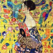 Art Gustav Klimt Lady With Fan Ceramic Mural Backsplash Bath Tile #2003