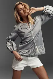 Embroidered Peasant Top--JAG-JWS166295