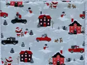 RARE & OOP Singer Premium Designer RETRO SANTA'S CHRISTMAS VILLAGE 100% Cotton