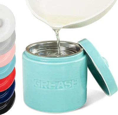 Bacon Grease Oil Container Storage Can Keeper W/Stainless Strainer