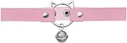 [Xiyantiji] Cat Choker Necklace for Women Gothic Pink Black Leather Chokers Collar with Bell for Cosplay Party
