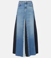 [AG Jeans] AG Jeans Patchwork high-rise denim maxi skirt 27 blue