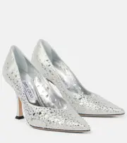 [Jimmy Choo] Jimmy Choo Ziri 90 embellished suede pumps AU 6 silver