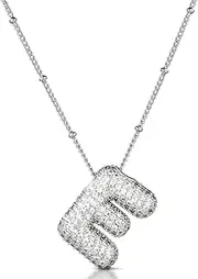 [Mikovivi] Alphabet Necklace for Women, Silver Zircon Letter Necklace Personalized Diamond Initial Pendant Fashion Crystal Jewelry for Teen Girls Girlfriend