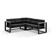 Balmoral Outdoor Aluminium & Teak Lounge with Side Table - Outdoor Aluminium Lounges