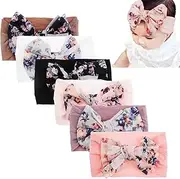 [Nishine] 6 Pack Cute Toddler Baby Girls Elastic Soft Nylon Headwraps Infant Knot Bow Headband Turban