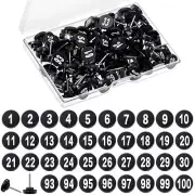 100 Pcs Numbered Push Pin Tacks 11mm×16mm Sequential Black