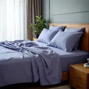 Royal Comfort 2000 Thread Count Bamboo Cooling Sheet Set Ultra Soft Bedding Mid Blue (Single, King Single, Queen, King)