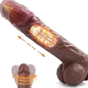 9.8" Vibrating Dildo Thrusting Vibrator with Rotating and Heating - Realistic Telescopic for Clitoral G Spot Stimulation, Big Silicone Dildos Adult Sex Toys for Women Couple Pleasure