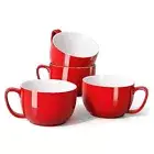 Mugs Set of 4, 24oz Jumbo Mugs, Large Coffee Mugs for Coffee, Hot Cocoa, Red