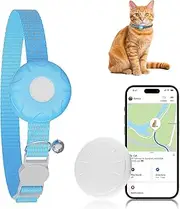 Cat Tracker, Pet Tracker for Cats, Cat Tracker Collar with Safety Elastic Buckle, Works with Any Collar,GPS Tracker Compatible with Apple Find My App (Only iOS), No Monthly Fee, Waterproof, Blue