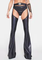 [Rolita Rave Couture] Black Sparkle Ride Em Bell Chaps