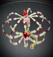 Handmade Christmas Snowflake Ball Beaded Metal Wire Hanging SPIDER Decoration