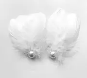 2 Pcs Feather Hair Clips for Women,White Swan Feather HairPins Hair Piece Headpiece for Brides Fly-Wing Hair Barrettes Accessory for Girls Wedding Valentine Birthday Christmas Costume Stage Performance