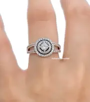 NEW 100% Authentic PANDORA 925 Silver Sparkling Double Halo Ring 199408C01