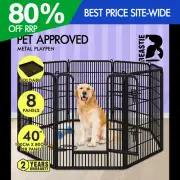 BEASTIE Dog Playpen Pet Fence Cage Metal Panel Enclosure Puppy Exercise Pen 40"