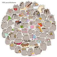在飛比找蝦皮購物優惠-Pusheen Cat 防水貼紙,不同款式,100 張。