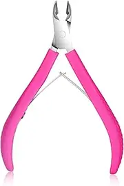 BUVE Non-Slip Cuticle Trimmer - Professional Stainless Steel Nippers, Clipper, Remover Scissors for Pedicure Manicure (Pink)