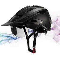 在飛比找蝦皮商城精選優惠-美國新款帶風鏡帽檐自行車騎行頭盔山地車單車男女帶燈騎行裝備