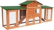 Pet Scene Chicken Coop Wooden Chicken Small Animal Run Wood Chicken Coop Rabbit Hutch Cage with Two Ramps Extra Large