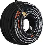 Flexible 3/8" Rubber Jacket Pressure Washer Hoses 50FT with Swivel Quick Connect, Ufixed Kink Resistant 4000 PSI Industry Grade Steel Wire Braided High No Marking Power Washer Hoses