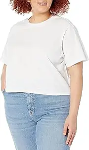 [The Drop] Women's Sydney Short-Sleeve Cropped Crewneck T-Shirt, White, 3X, Plus Size