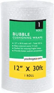1 Pack - 12"x30' Bubble Cushioning Wrap Roll for Shipping & Storage