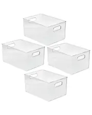 Sorbus Clear Plastic Organizer 4pc Storage Bin Set With H