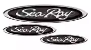 SEA RAY Black Oval Vinyl Decal Boat Stickers 3 PC Set, 12.5"x2.5", 7.5"x1.5"