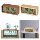 Wood Alarm Clock Humidity Temperature Date Week Display Bedside Snooze Clock