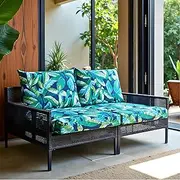 Outdoor Slip Covers | Green Banana Leaf Jungle Print | Compatible with IKEA Arholma Kuddarna Cushions | Includes 2 Arholma Pillow Covers and 2 Arholma Seat Covers - Set of 4