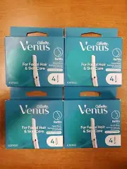 4 Boxes of 4: Gillette Venus Facial Hair & Skin Care Razor Refills E11D